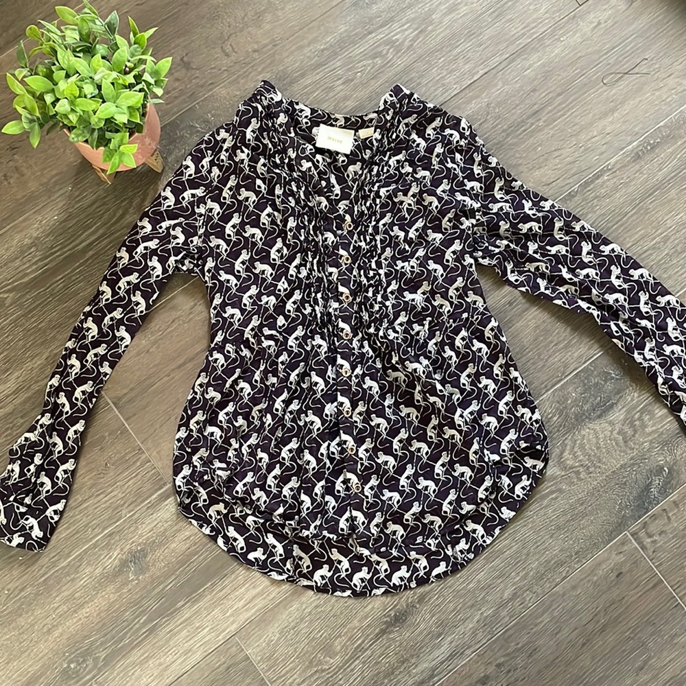 Anthropologie maeve monkey pintuck top